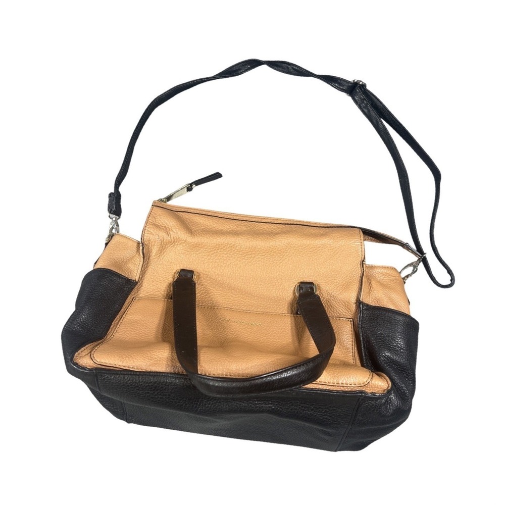 Vintage Diane von Furstenberg Satchel Crossbody Bag Black Pebbled Leather Luxury